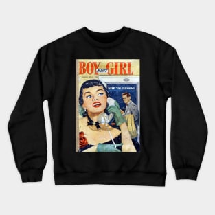 Vintage Romance Comic Book Cover - Boy Meets Girl Crewneck Sweatshirt